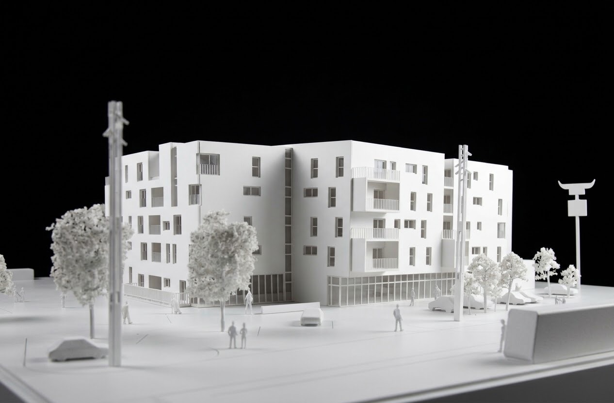 Archi-services / Lazarevic . Model, Apartments, Competition, Montmagny, France, 2013